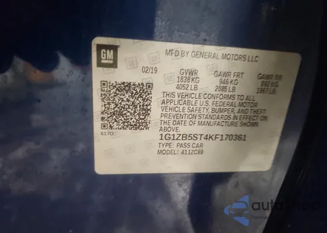 2019 Chevrolet Malibu Ls from USA, damaged, VIN 1G1ZB5ST4KF170361